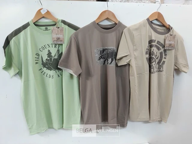 3 x t-shirt groen/beige/bruin xl - afbeelding 2 van  3