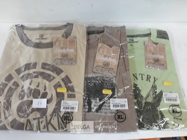 3 x t-shirt groen/beige/bruin xl - afbeelding 3 van  3