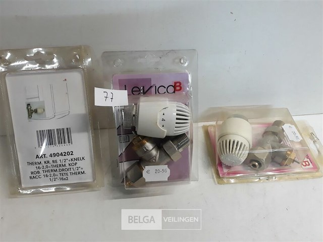 3 x thermostaat radiatorkraan haaks 16 mm alpex - afbeelding 2 van  3