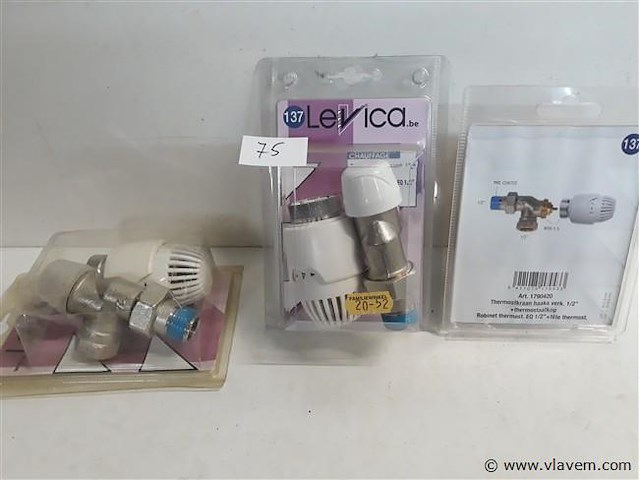 3 x thermostaat radiatorkraan recht 16 mm ½ - afbeelding 1 van  2