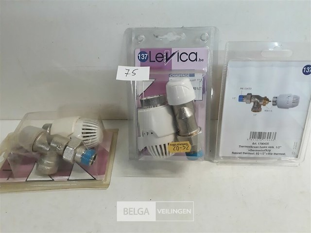 3 x thermostaat radiatorkraan recht 16 mm ½ - afbeelding 1 van  3