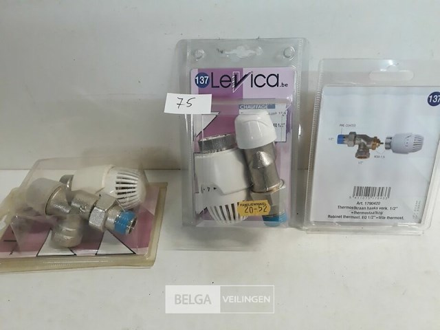 3 x thermostaat radiatorkraan recht 16 mm ½ - afbeelding 2 van  3