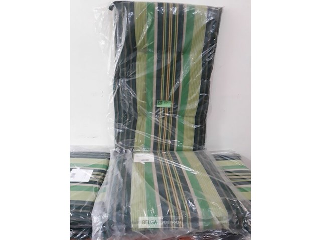 3 x tuinkussen hoge rug 75x50x50 cm groen met lijnen - afbeelding 3 van  3