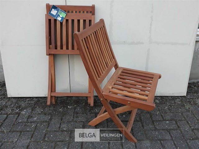 3 x tuinstoel opklapbaar teak - afbeelding 3 van  3