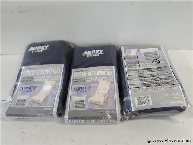 3 x tuinstoelovertrek uit badstof blauw 130x60 cm - afbeelding 1 van  2