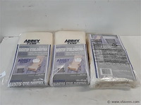 3 x tuinstoelovertrek uit badstof wit 130x60 cm - afbeelding 1 van  2