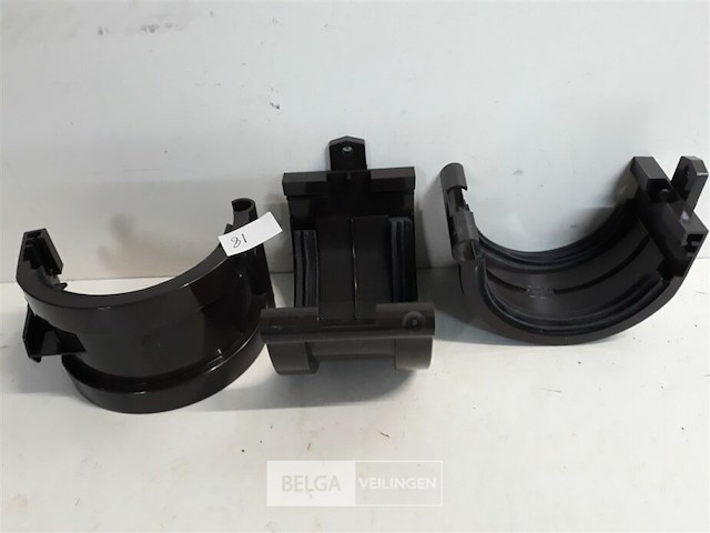 3 x verbindingstuk 125 mm bruin pvc regenafvoer - afbeelding 1 van  3