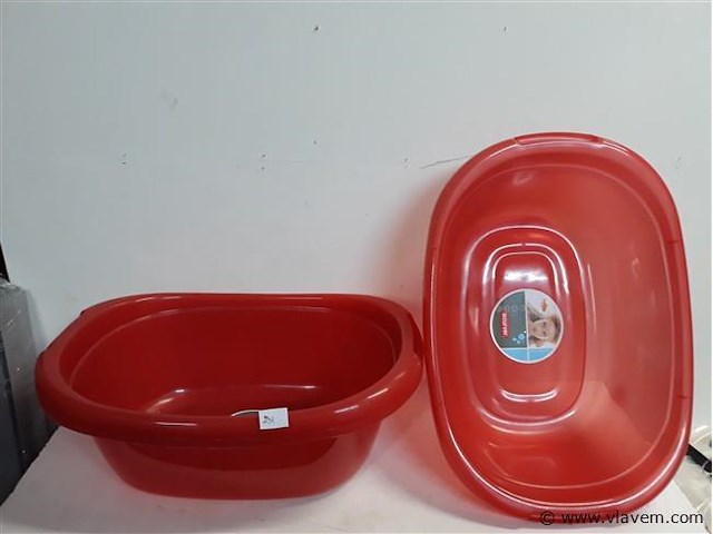 3 x wasmand curver rood 56 cm - afbeelding 1 van  2