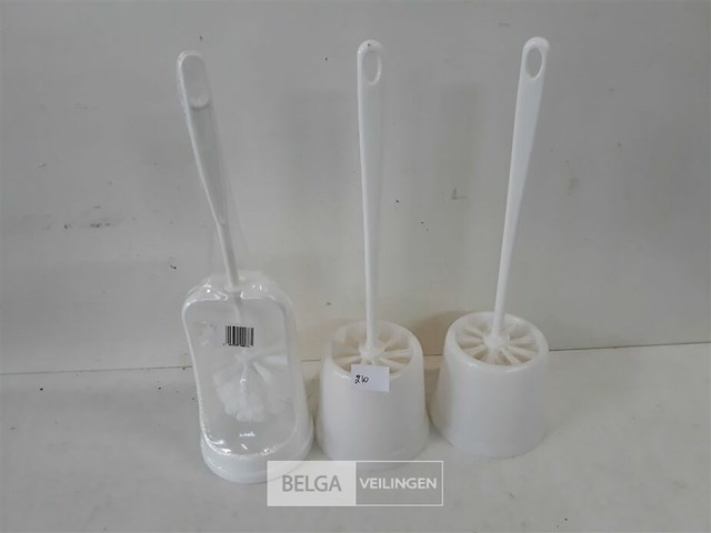 3 x wc borstel in houder - afbeelding 2 van  3
