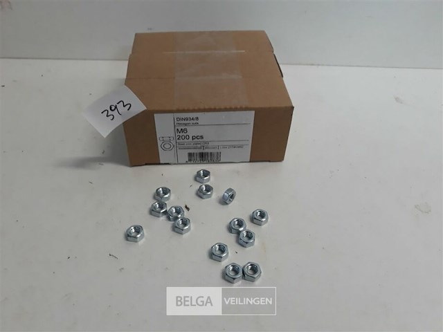 3 x zeskantmoer verzinkt m 6 200 stuks - afbeelding 2 van  3