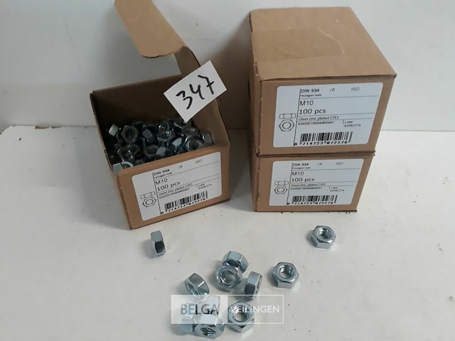 3 x zeskantmoeren verzinkt m 10 100 stuks - afbeelding 2 van  3