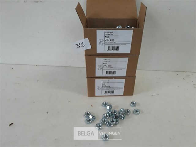 3 x zeskantmoeren verzinkt m 8 200 stuks - afbeelding 2 van  3