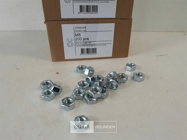 3 x zeskantmoeren verzinkt m 8 200 stuks - afbeelding 3 van  3