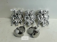 3 x zittend engelenkoppel + 2 x t-lichthouder zilver