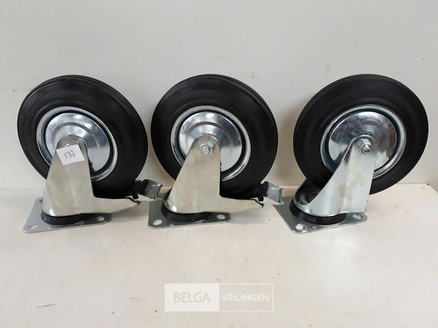 3 x zwenkwiel 1 x zwenkwiel + 2 x zwenkwiel met rem 200mm - afbeelding 1 van  3