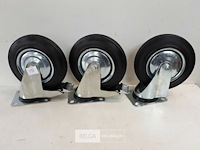 3 x zwenkwiel 1 x zwenkwiel + 2 x zwenkwiel met rem 200mm - afbeelding 1 van  3