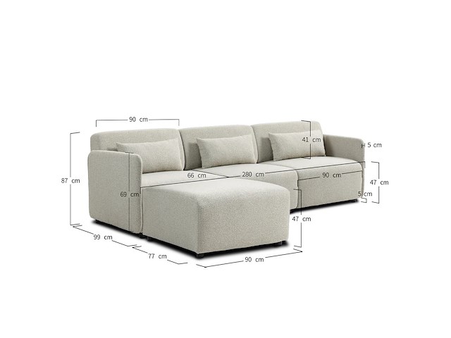 3-zit in hoogwaardige beige stof - afbeelding 3 van  5