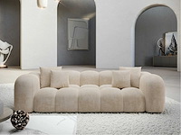 3-zits bank - crèmekleurig fluweel - afbeelding 1 van  8