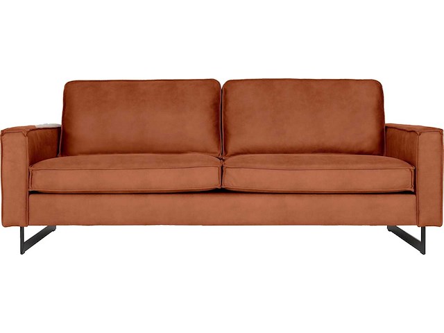 3-zits bank, 206 cm, ribfluwel, chenille, leren look - afbeelding 3 van  7