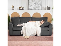 3-zits bank 212 cm met 2 veerkussens, ribfluwelen stof, voor woonkamer, slaapkamer, thuiskantoor, donkergrijs - afbeelding 7 van  8