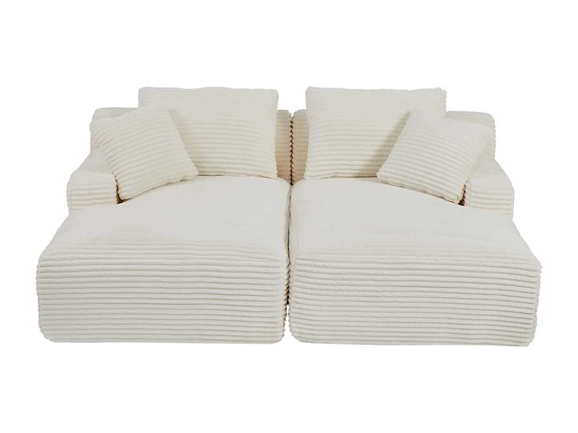 3-zits bank diep comfort in beige ribfluweel - afbeelding 2 van  2