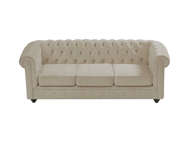 3-zits bank in beige fluweel - afbeelding 4 van  11