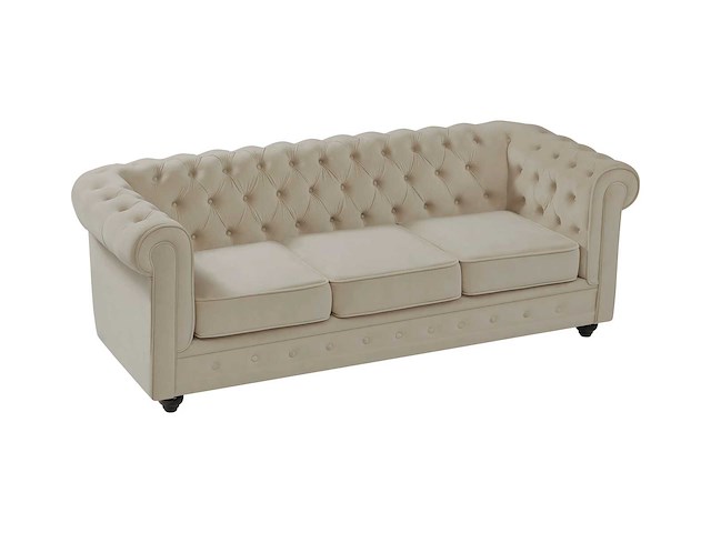 3-zits bank in beige fluweel - afbeelding 5 van  11