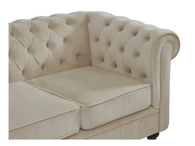 3-zits bank in beige fluweel - afbeelding 6 van  11