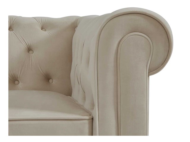3-zits bank in beige fluweel - afbeelding 7 van  11