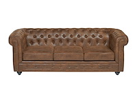 3-zits bank in microvezel met oudere leren look - afbeelding 2 van  4