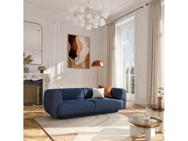 3-zits bank in textuurstof - marineblauw - ontwerp door federica francini - afbeelding 2 van  8