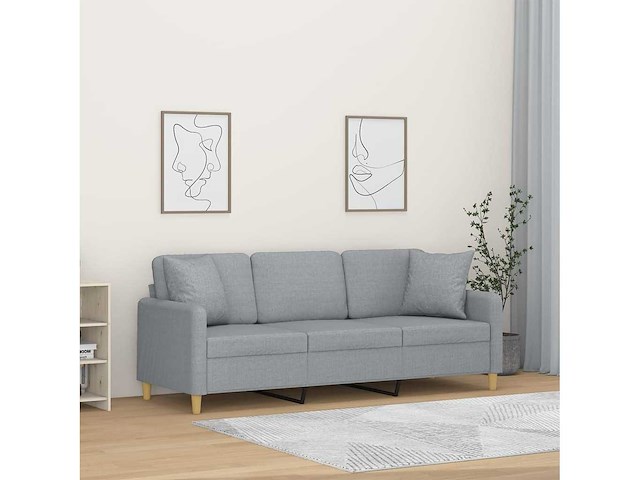 3-zits bank met kussens lichtgrijs 180 cm stof - afbeelding 1 van  4
