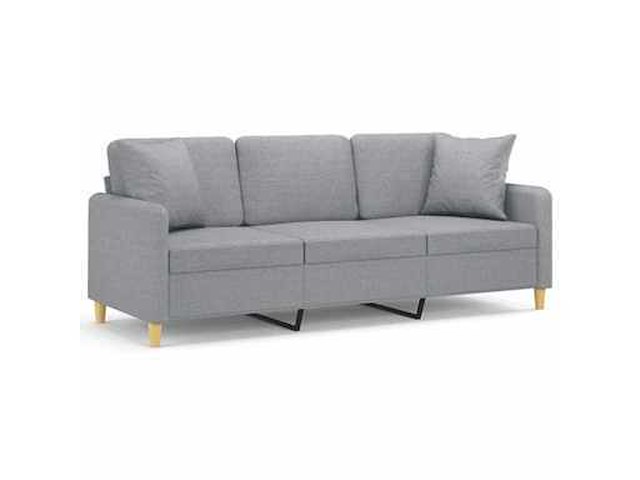 3-zits bank met kussens lichtgrijs 180 cm stof - afbeelding 2 van  4