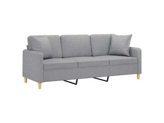 3-zits bank met kussens lichtgrijs 180 cm stof - afbeelding 3 van  4
