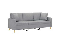 3-zits bank met kussens lichtgrijs 180 cm stof - afbeelding 3 van  4