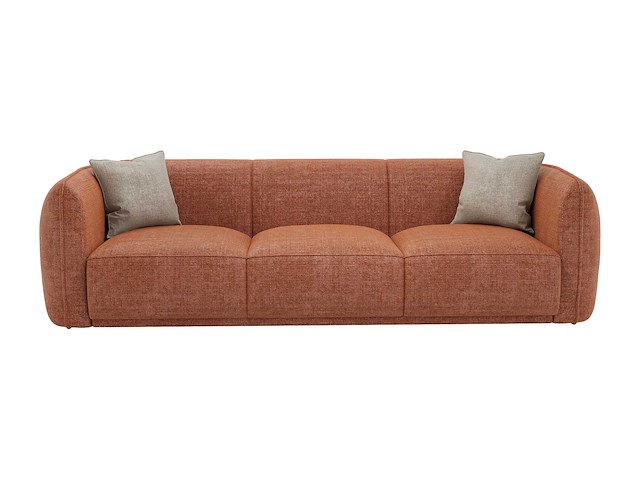 3-zits bank van terracotta chenille stof - afbeelding 2 van  6