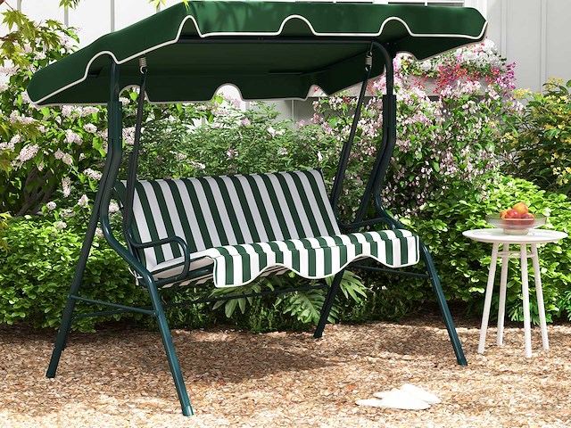 3-zits buitenschommel met luifel en gevoerd stalen frame - afbeelding 1 van  7