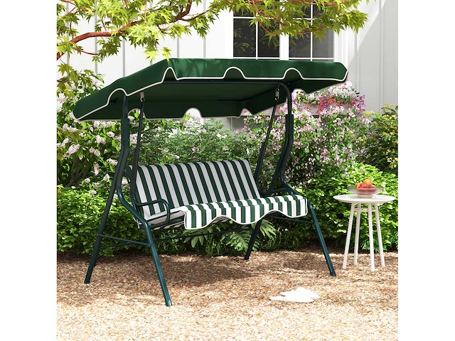3-zits buitenschommel met luifel en gevoerd stalen frame - afbeelding 3 van  7