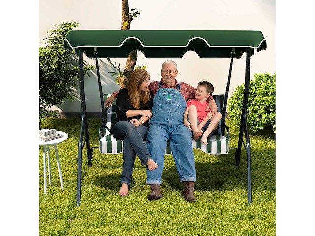 3-zits buitenschommel met luifel en gevoerd stalen frame - afbeelding 4 van  7