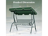 3-zits buitenschommel met luifel en gevoerd stalen frame - afbeelding 6 van  7