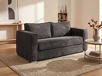 3-zits cab bank express in antracietgrijs ribfluwelen - bed met brede latten 140 cm - matras 22 cm - afbeelding 2 van  7