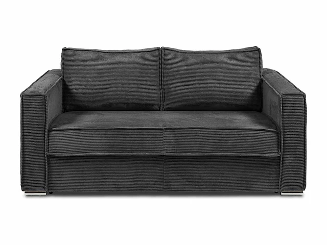 3-zits cab bank express in antracietgrijs ribfluwelen - bed met brede latten 140 cm - matras 22 cm - afbeelding 3 van  7