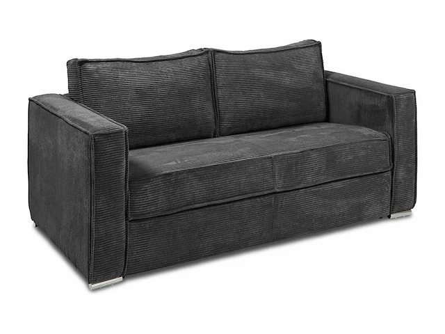 3-zits cab bank express in antracietgrijs ribfluwelen - bed met brede latten 140 cm - matras 22 cm - afbeelding 4 van  7