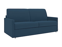 3-zits cab express in middernachtblauw fluweel - bed met brede latten 140 cm - matras 18 cm - afbeelding 4 van  8