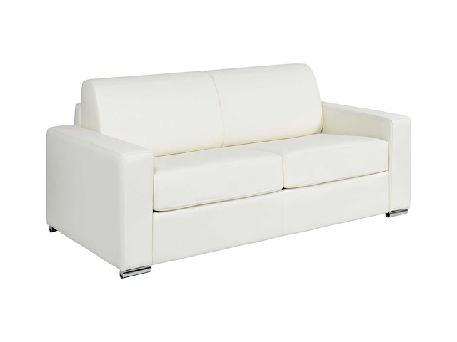3-zits cabrio bank express wit buffaloleer - slaapruimte 140 cm - matras 22 cm met traagschuim - afbeelding 2 van  6