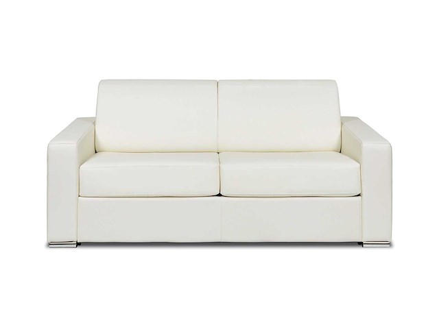 3-zits cabrio bank express wit buffaloleer - slaapruimte 140 cm - matras 22 cm met traagschuim - afbeelding 3 van  6