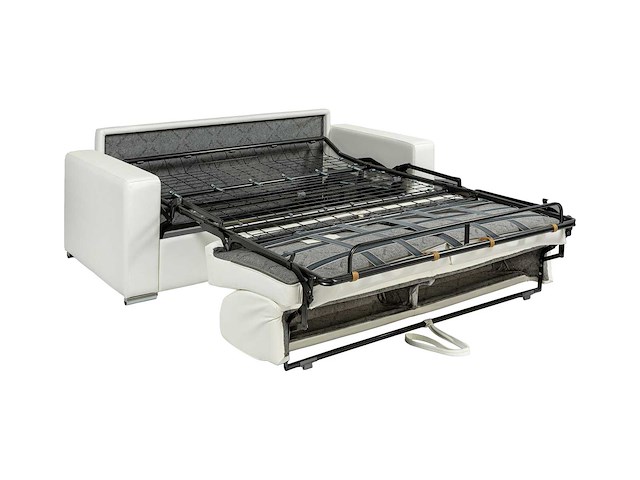 3-zits cabrio bank express wit buffaloleer - slaapruimte 140 cm - matras 22 cm met traagschuim - afbeelding 4 van  6