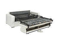 3-zits cabrio bank express wit buffaloleer - slaapruimte 140 cm - matras 22 cm met traagschuim - afbeelding 4 van  6