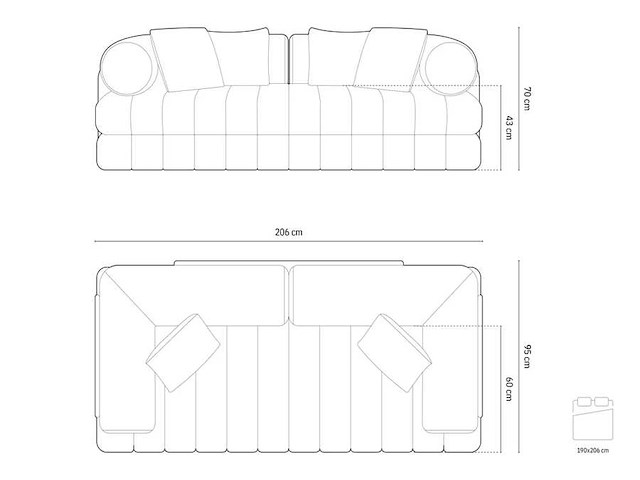 3-zits cabriolet fluwelen bank - donkergrijs - afbeelding 8 van  8