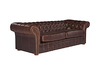 3-zits chesterfield bank 100% oud leer - afbeelding 3 van  5